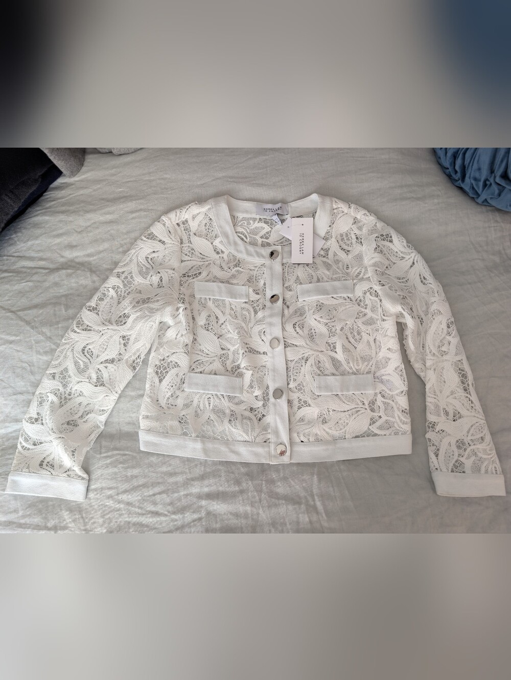 10 Crosby Derek Lam White Lace Button-Front Jacket